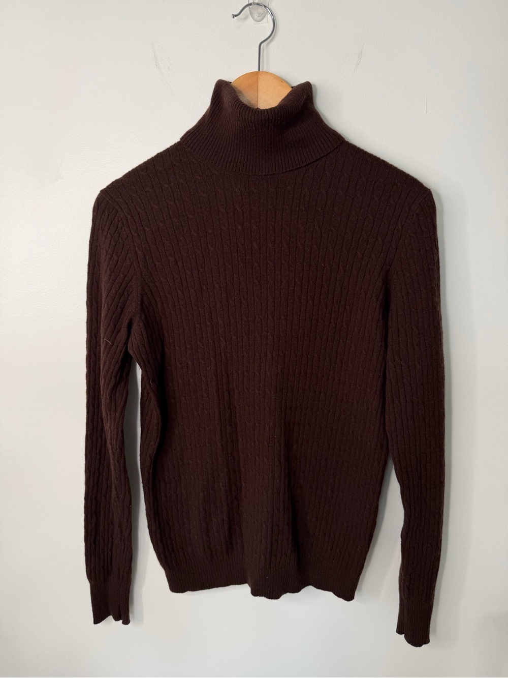 J.Crew Wool Cashmere Blend Ribbed Turtleneck Sweater Chocolate Brown Women’s M